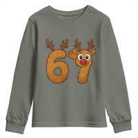 Funny 67 Christmas Reindeer Youth Sweatshirt Six Seven Meme Xmas Holiday - Wonder Print Shop