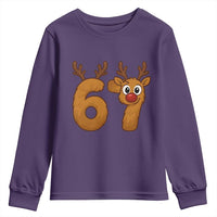 Funny 67 Christmas Reindeer Youth Sweatshirt Six Seven Meme Xmas Holiday - Wonder Print Shop