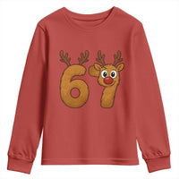 Funny 67 Christmas Reindeer Youth Sweatshirt Six Seven Meme Xmas Holiday - Wonder Print Shop
