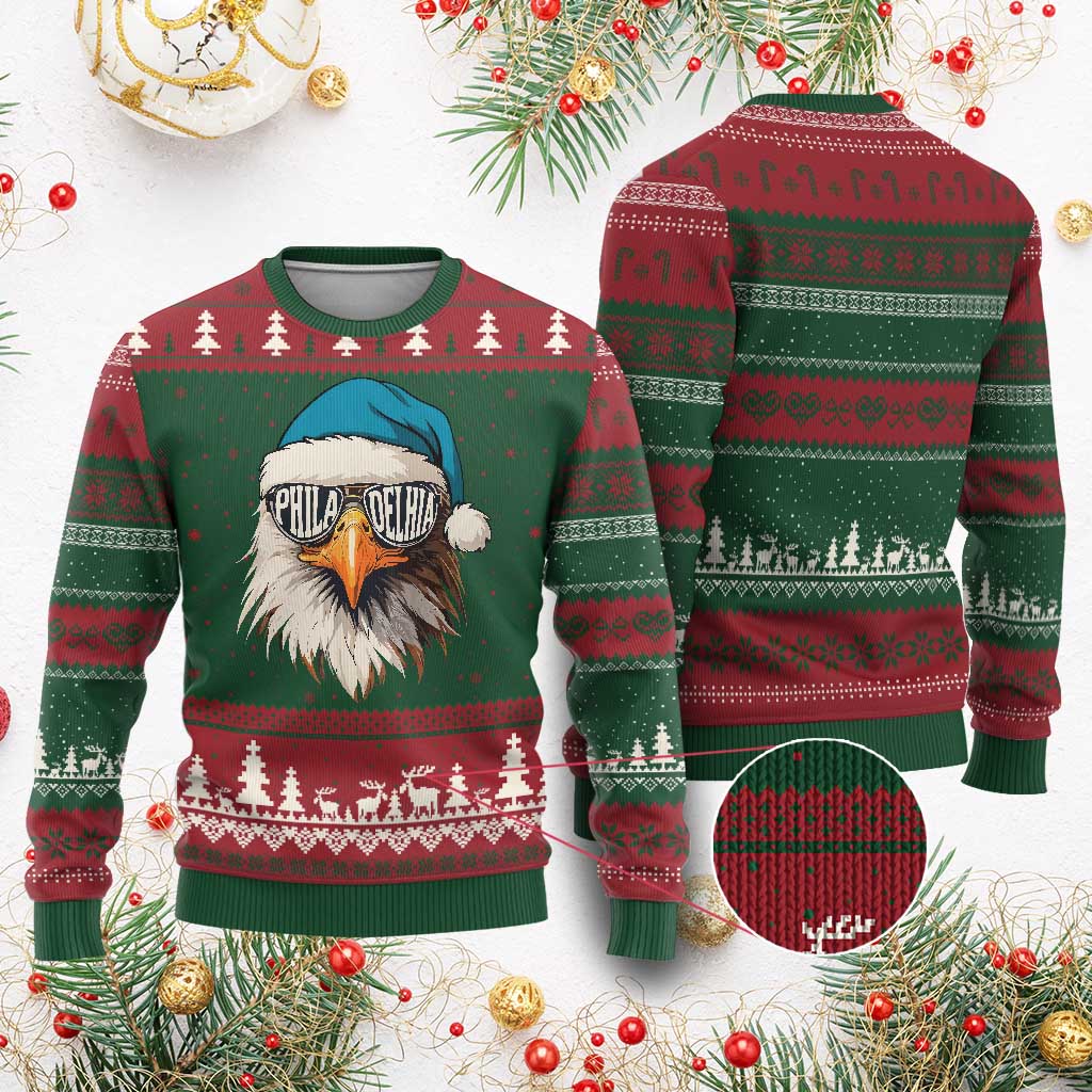 Xmas Philadelphia Fan Ugly Christmas Sweater Santa Eagles Sport Philly Fan Game Day - Wonder Print Shop