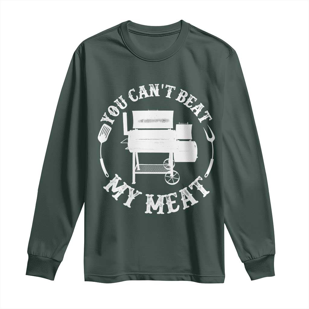 Funny You Can't Beat My Meat Long Sleeve Shirt Vintage Grilling BBQ Chef