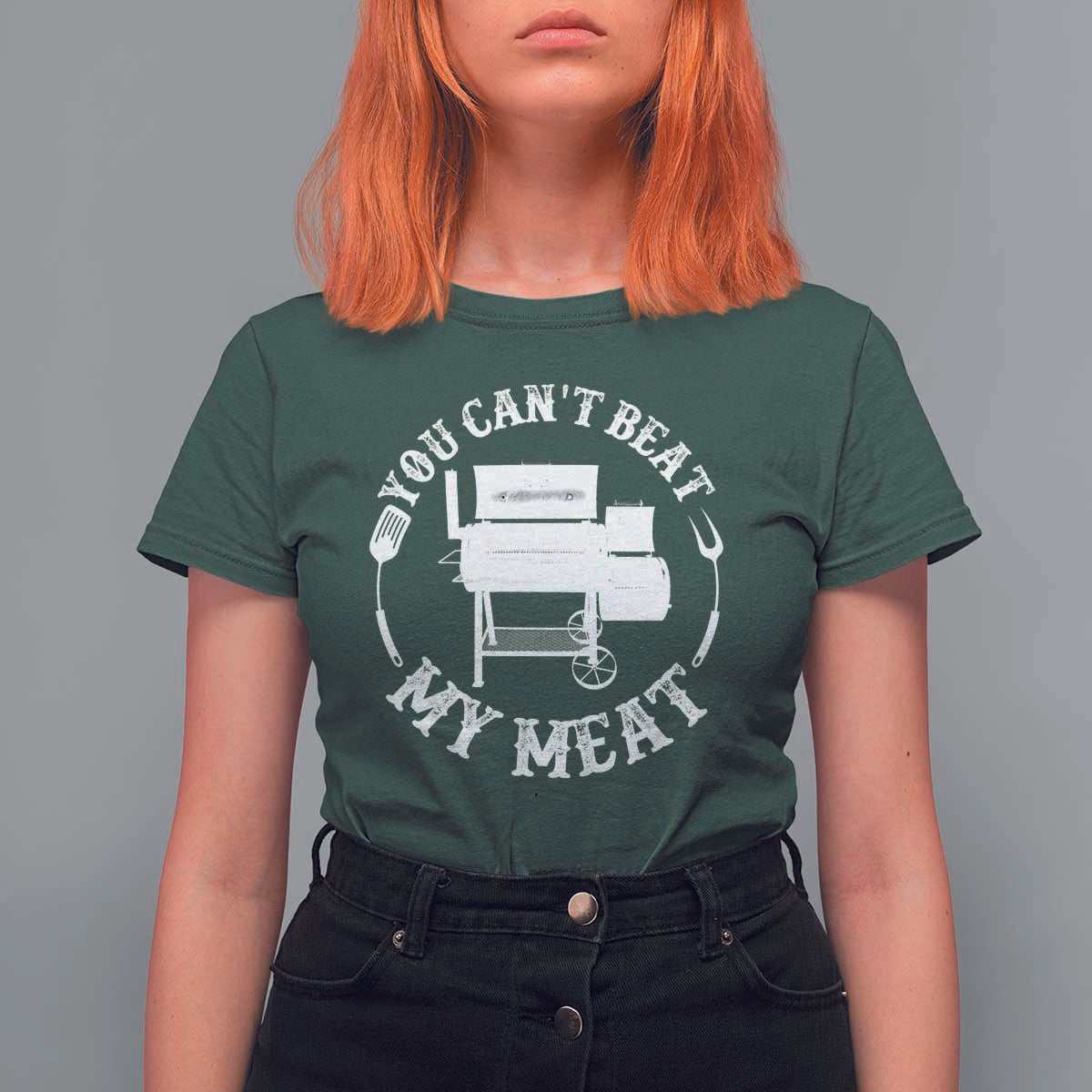 Funny You Can't Beat My Meat T Shirt For Women Vintage Grilling BBQ Chef - Wonder Print Shop