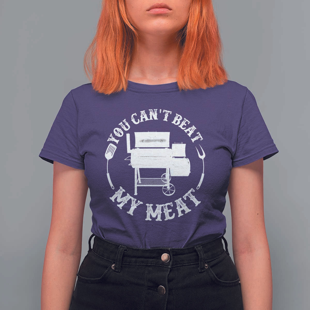 Funny You Can't Beat My Meat T Shirt For Women Vintage Grilling BBQ Chef - Wonder Print Shop