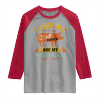 I Like My Butt Rubbed And My Pork Pulled Raglan Shirt Retro Vintage Grilling BBQ