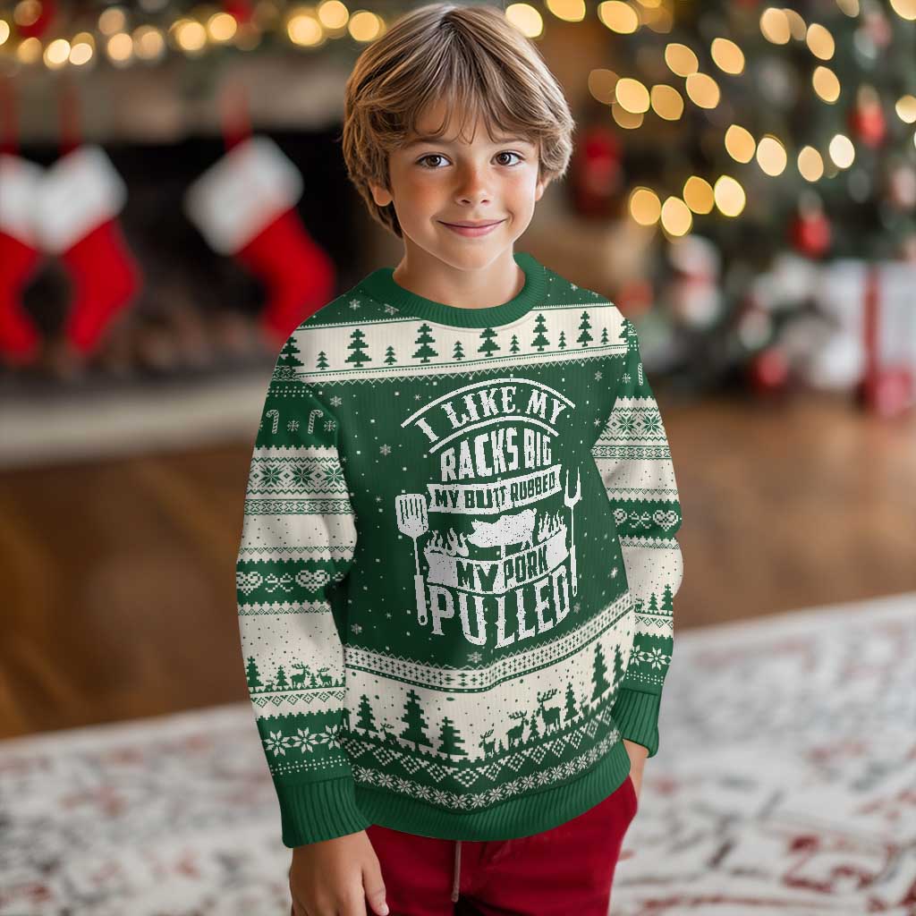 Funny BBQ Grilling I Like My Butt Rubbed And My Pork Pulled Ugly Christmas Sweater Barbecue Father's Day - Wonder Print Shop