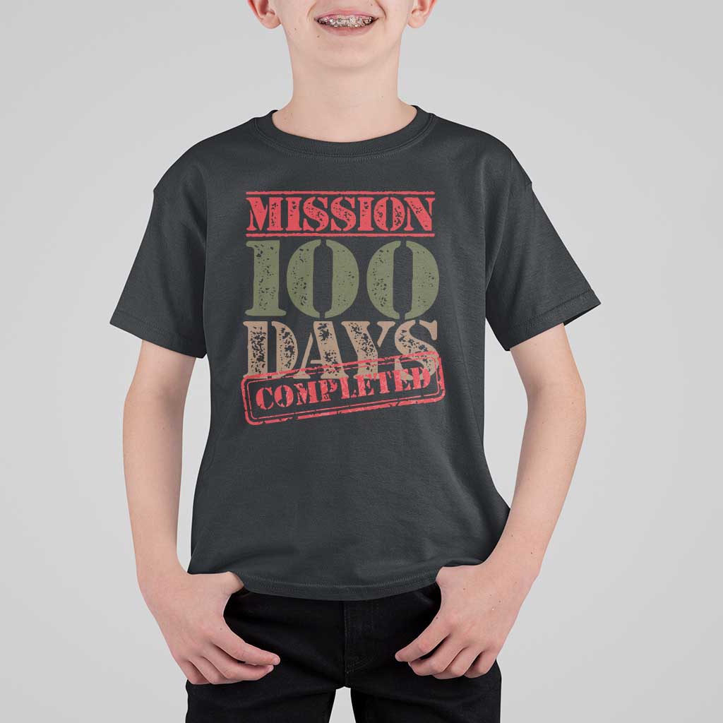 Funny 100th Day Of School Warrior T Shirt For Kid Mission 100 Days Completed Sealed