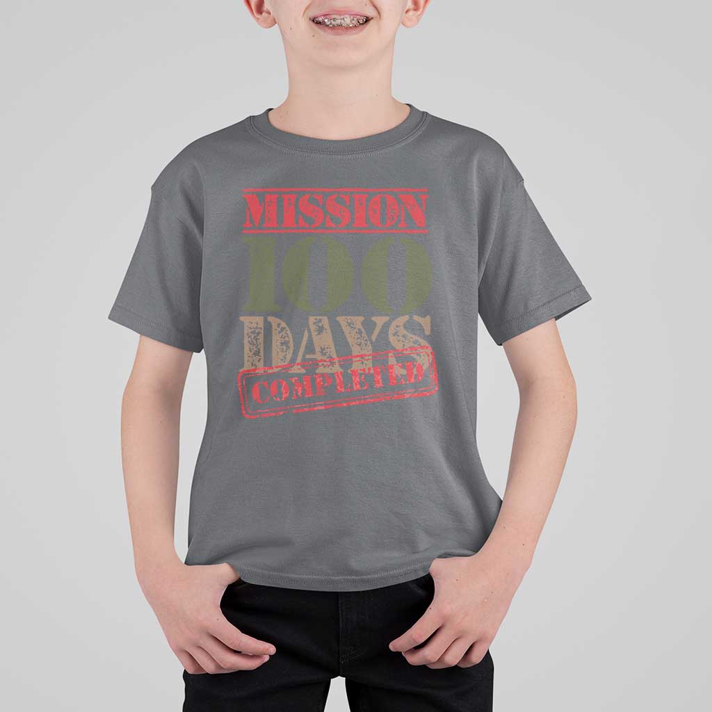 Funny 100th Day Of School Warrior T Shirt For Kid Mission 100 Days Completed Sealed