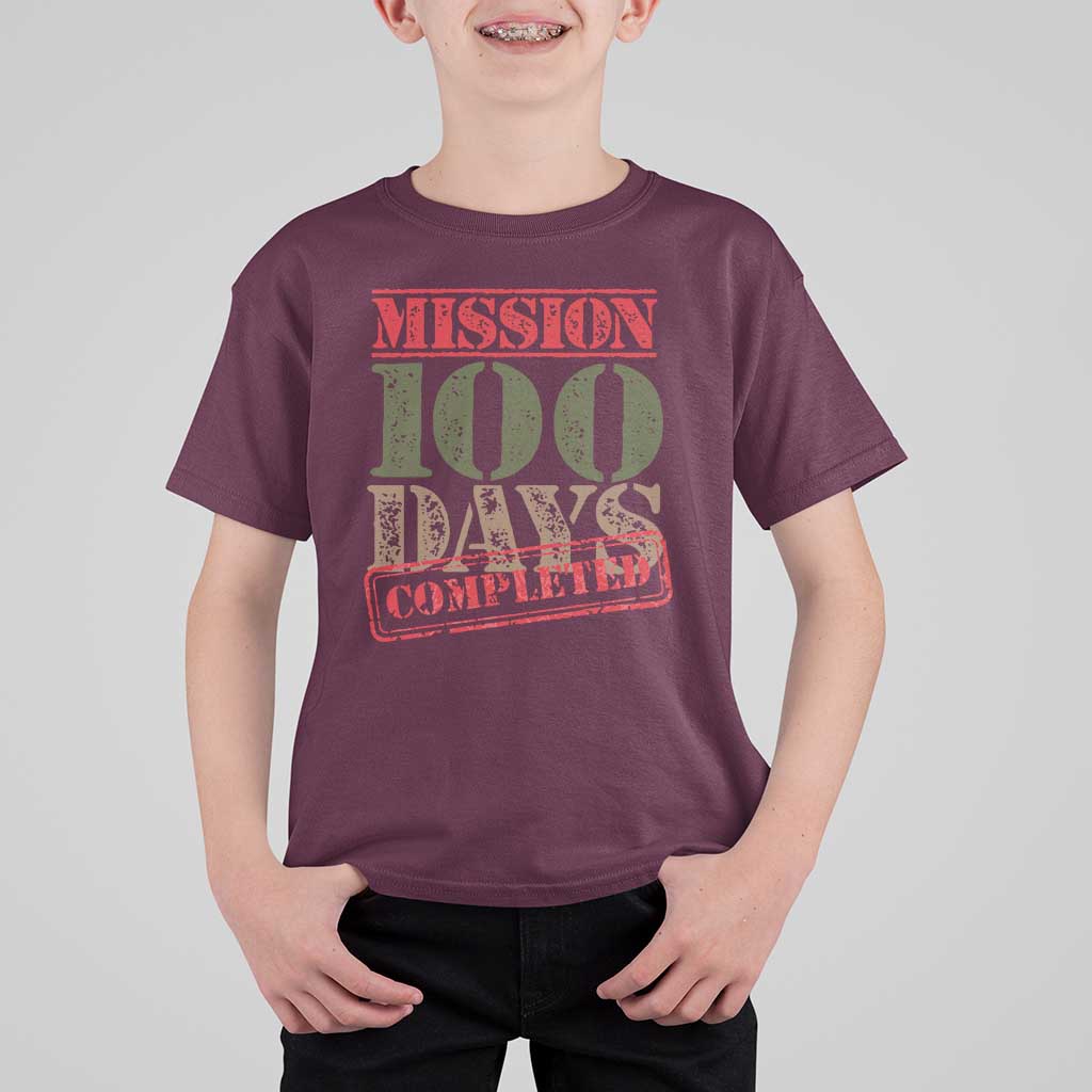Funny 100th Day Of School Warrior T Shirt For Kid Mission 100 Days Completed Sealed
