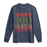 Funny 100th Day Of School Warrior Long Sleeve Shirt Mission 100 Days Completed Sealed