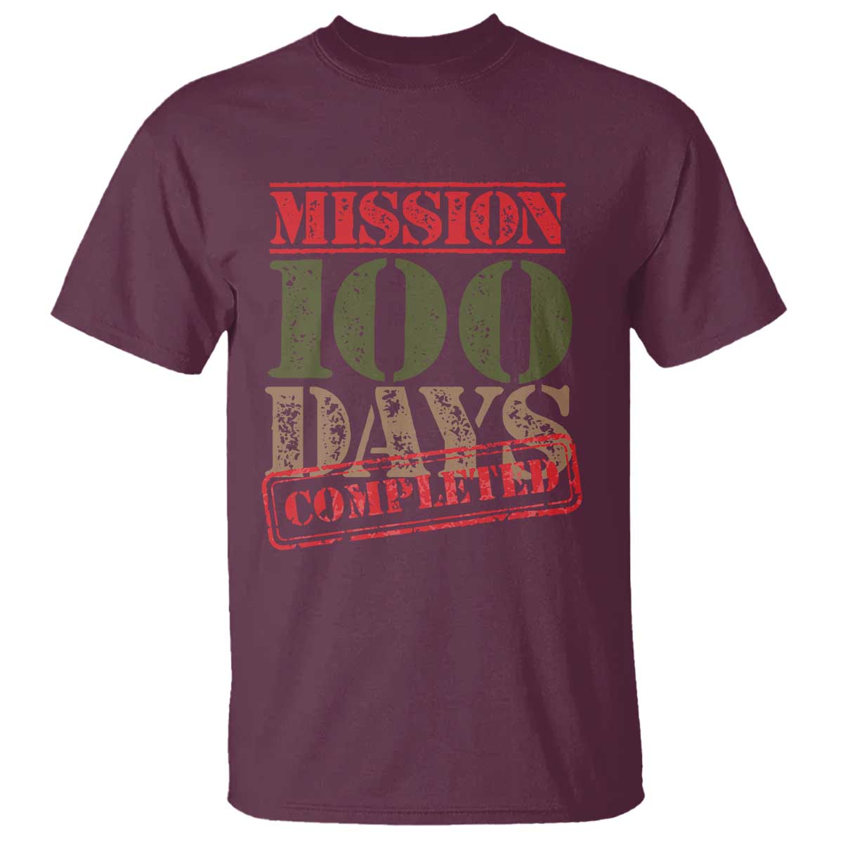 Funny 100th Day Of School Warrior T Shirt Mission 100 Days Completed Sealed