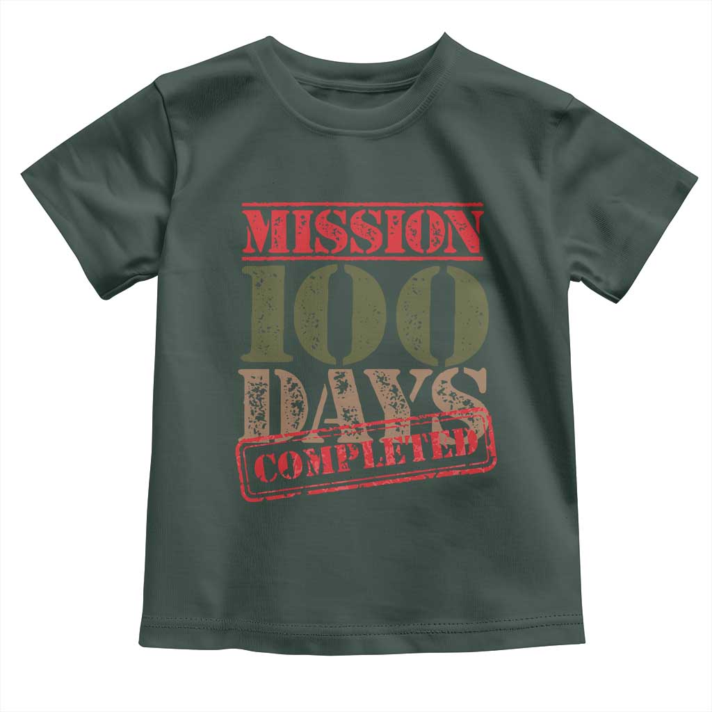 Funny 100th Day Of School Warrior Toddler T Shirt Mission 100 Days Completed Sealed