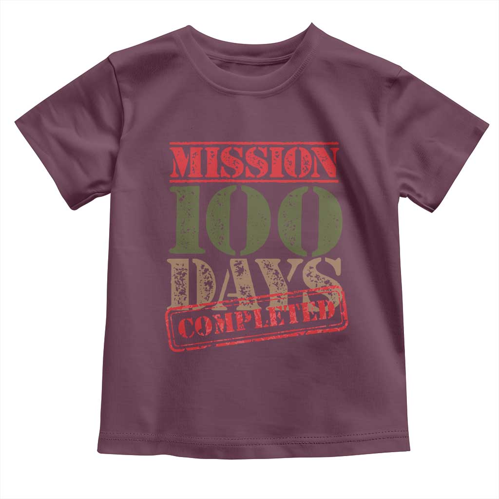 Funny 100th Day Of School Warrior Toddler T Shirt Mission 100 Days Completed Sealed