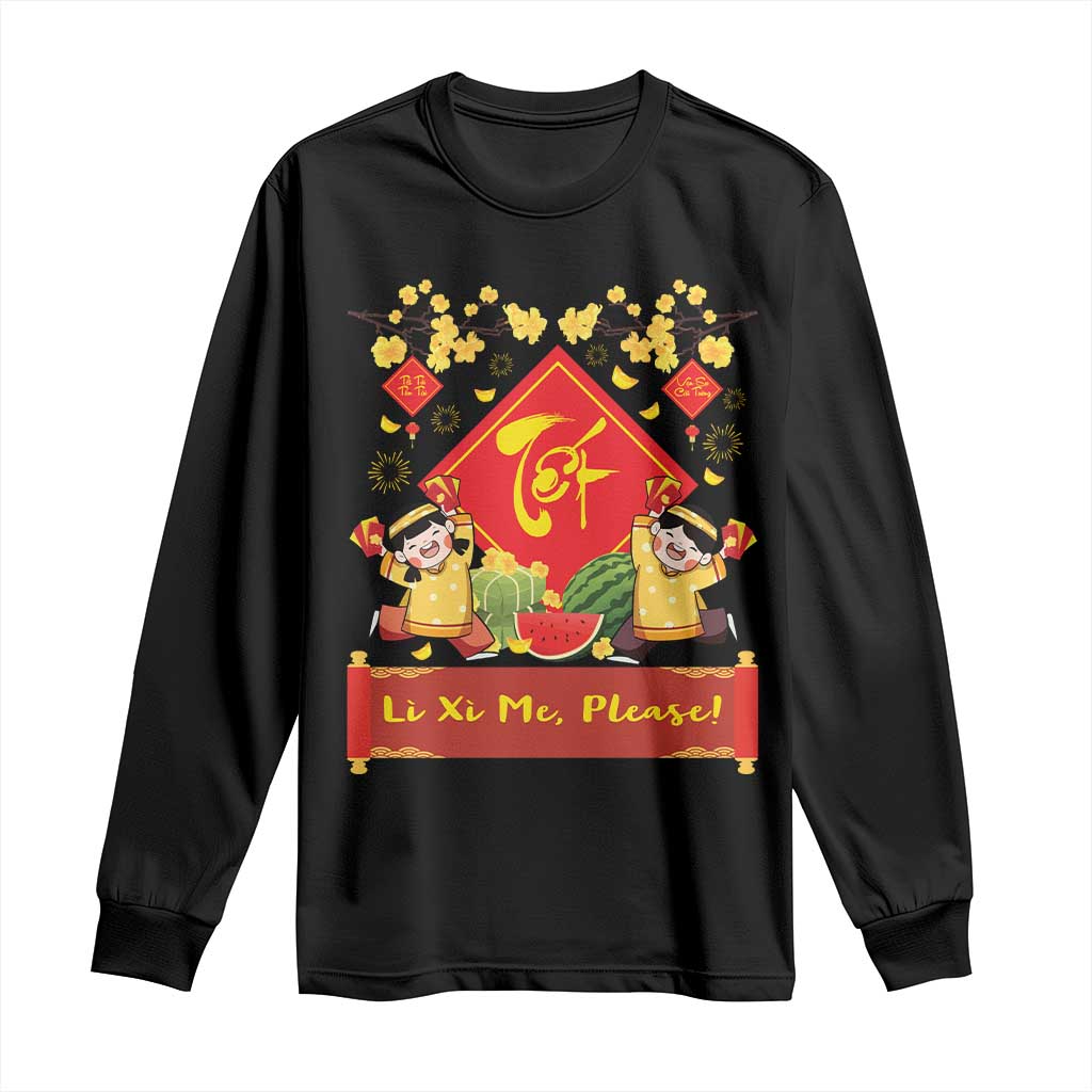 Funny Tet Vietnamese New Year 2025 Long Sleeve Shirt Li Xi Me Please Viet Holiday