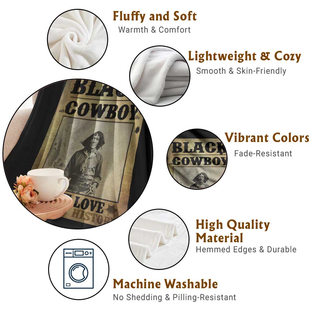Black Cowboy Nat Love Throw Blanket Black History Month - Wonder Print Shop