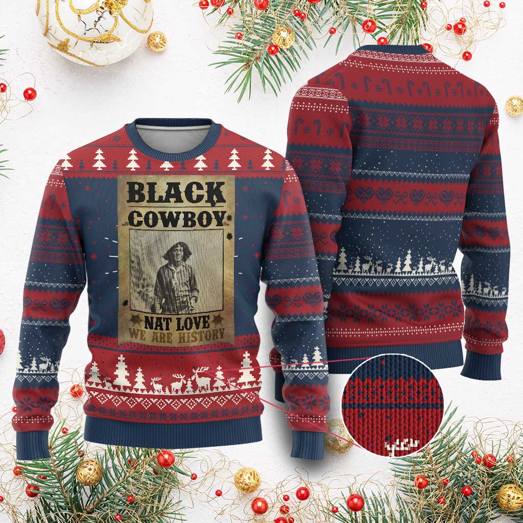 Black Cowboy Nat Love Knitted Sweatshirt Black History Month - Wonder Print Shop