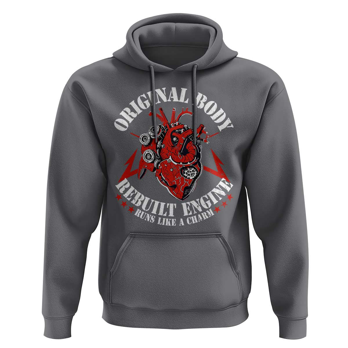 Funny Open Heart Surgery Recovery Survivor Hoodie Original Body Rebuilt Engine Runs Like A Charm