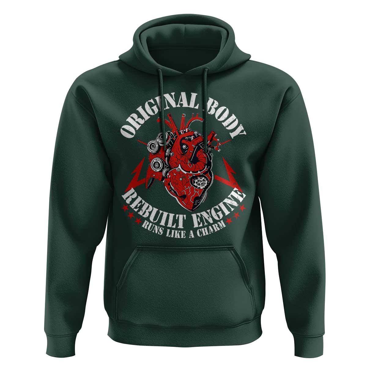 Funny Open Heart Surgery Recovery Survivor Hoodie Original Body Rebuilt Engine Runs Like A Charm