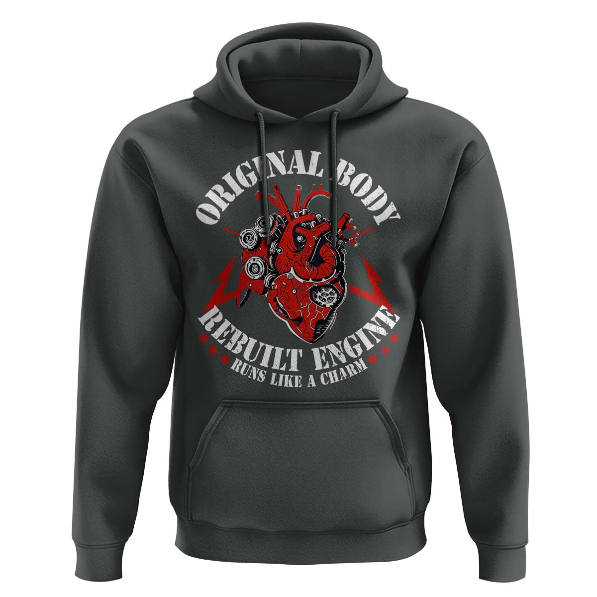 Funny Open Heart Surgery Recovery Survivor Hoodie Original Body Rebuilt Engine Runs Like A Charm