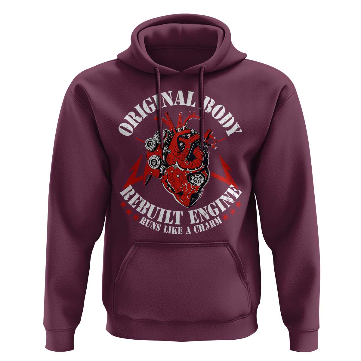 Funny Open Heart Surgery Recovery Survivor Hoodie Original Body Rebuilt Engine Runs Like A Charm