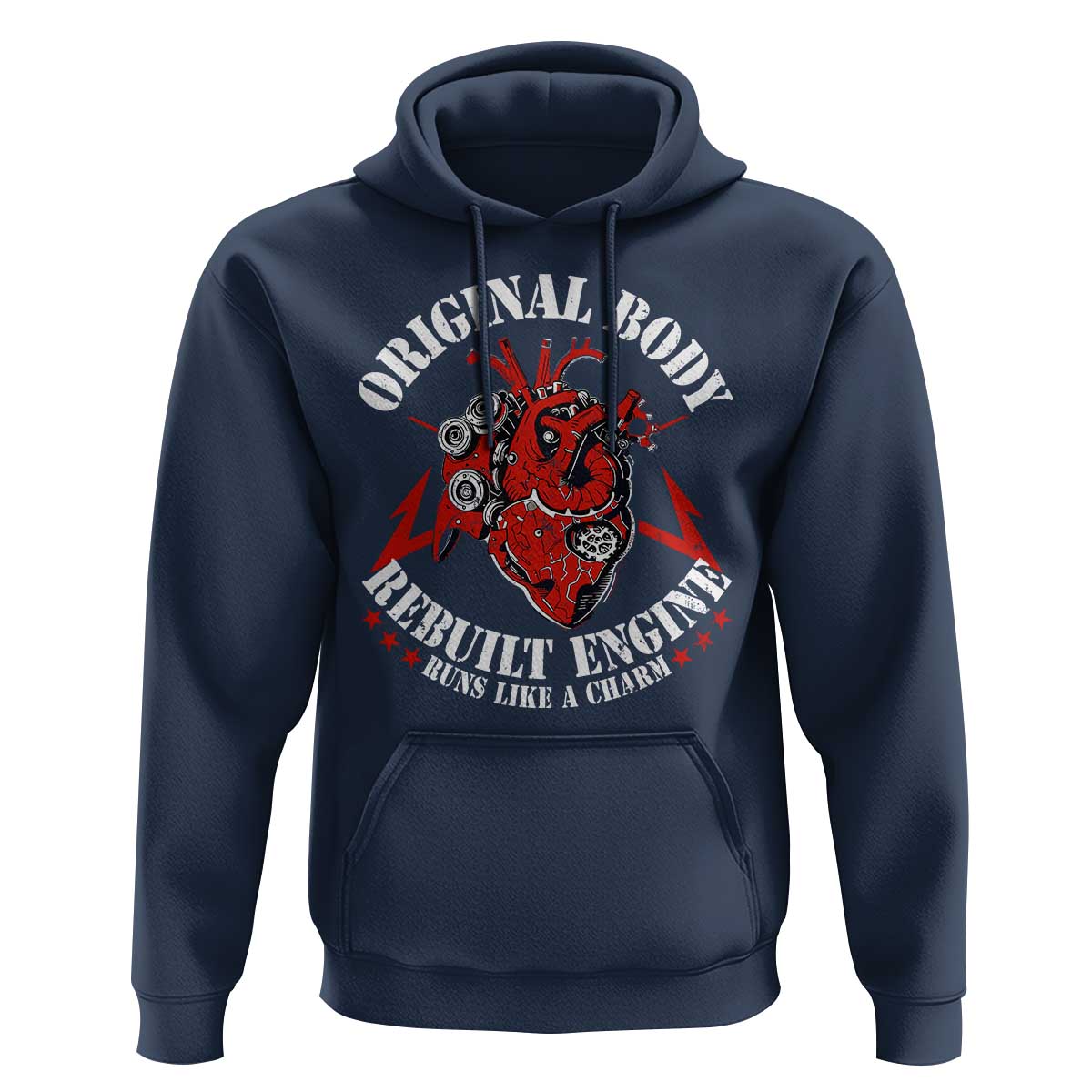 Funny Open Heart Surgery Recovery Survivor Hoodie Original Body Rebuilt Engine Runs Like A Charm