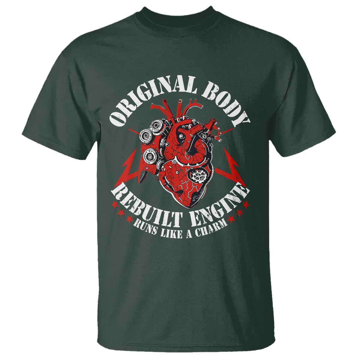 Funny Open Heart Surgery Recovery Survivor T Shirt Original Body Rebuilt Engine Runs Like A Charm