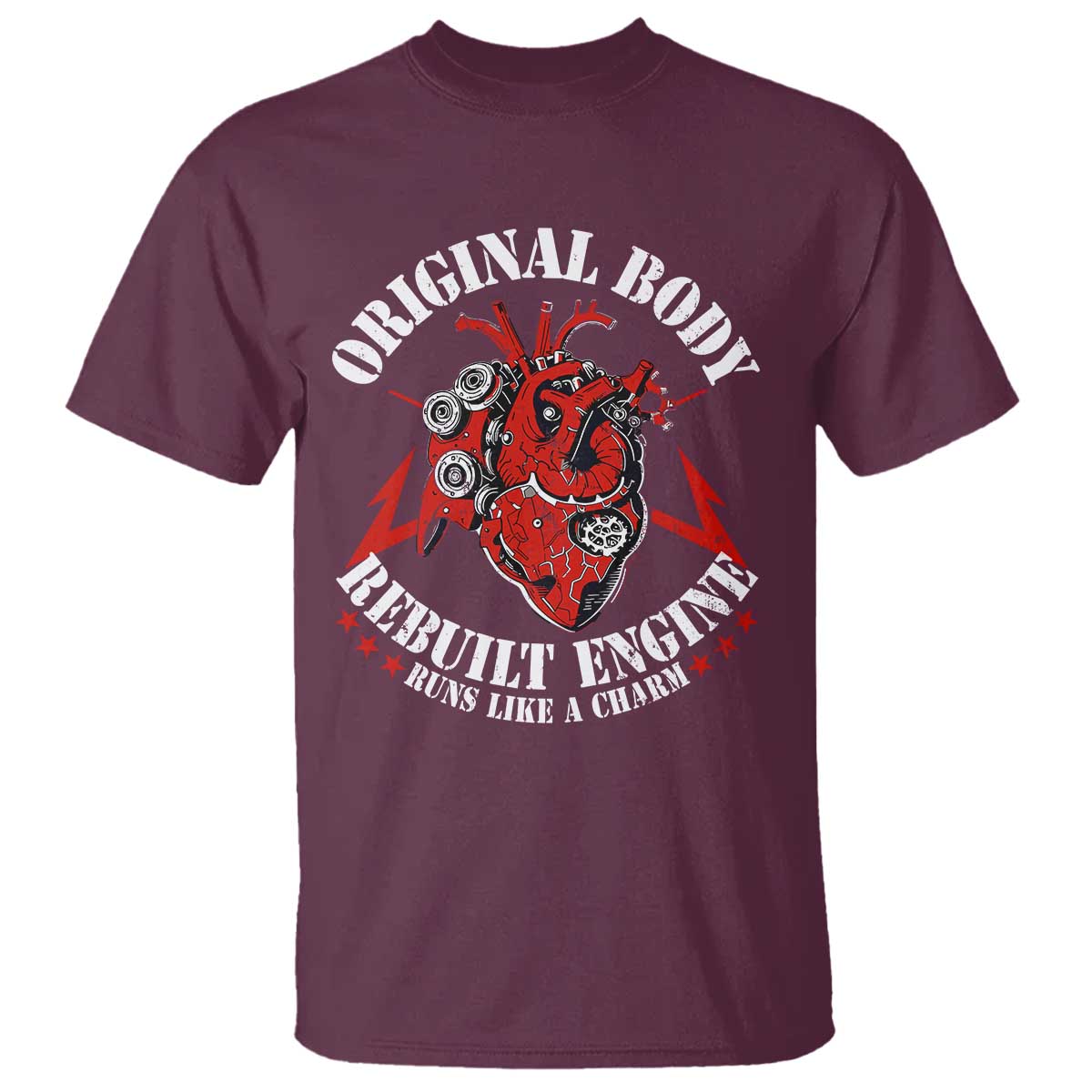 Funny Open Heart Surgery Recovery Survivor T Shirt Original Body Rebuilt Engine Runs Like A Charm