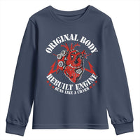 Funny Open Heart Surgery Recovery Survivor Youth Sweatshirt Original Body Rebuilt Engine Runs Like A Charm