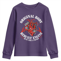 Funny Open Heart Surgery Recovery Survivor Youth Sweatshirt Original Body Rebuilt Engine Runs Like A Charm