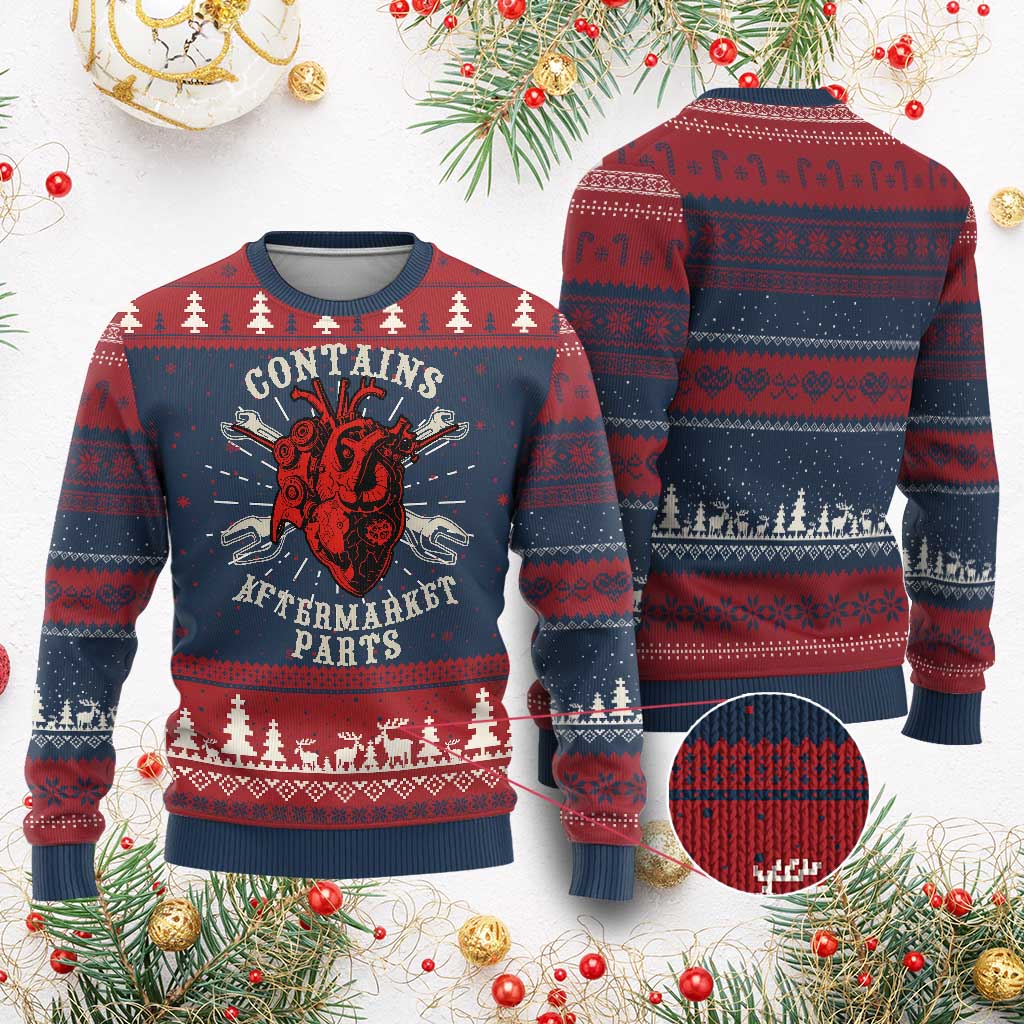 Funny Heart Surgery Knitted Sweatshirt Contains Aftermarket Parts