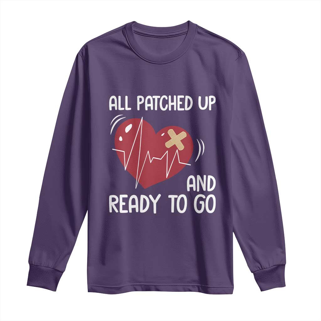 Funny Heart Surgery Recovery Survivor Long Sleeve Shirt All Patched Up And Ready To Go CHD Awareness