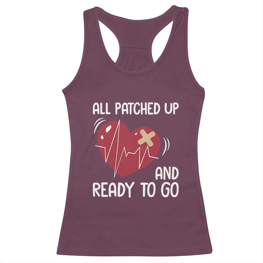 Funny Heart Surgery Recovery Survivor Racerback Tank Top All Patched Up And Ready To Go CHD Awareness