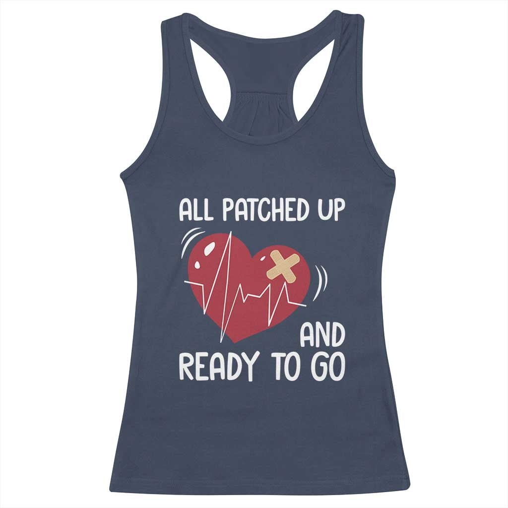 Funny Heart Surgery Recovery Survivor Racerback Tank Top All Patched Up And Ready To Go CHD Awareness