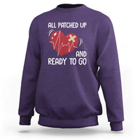 Funny Heart Surgery Recovery Survivor Sweatshirt All Patched Up And Ready To Go