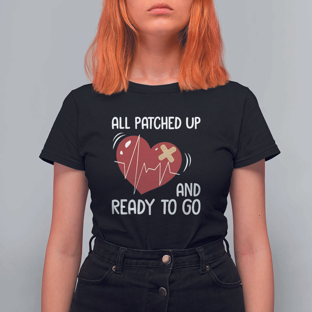 Funny Heart Surgery Recovery Survivor T Shirt For Women All Patched Up And Ready To Go
