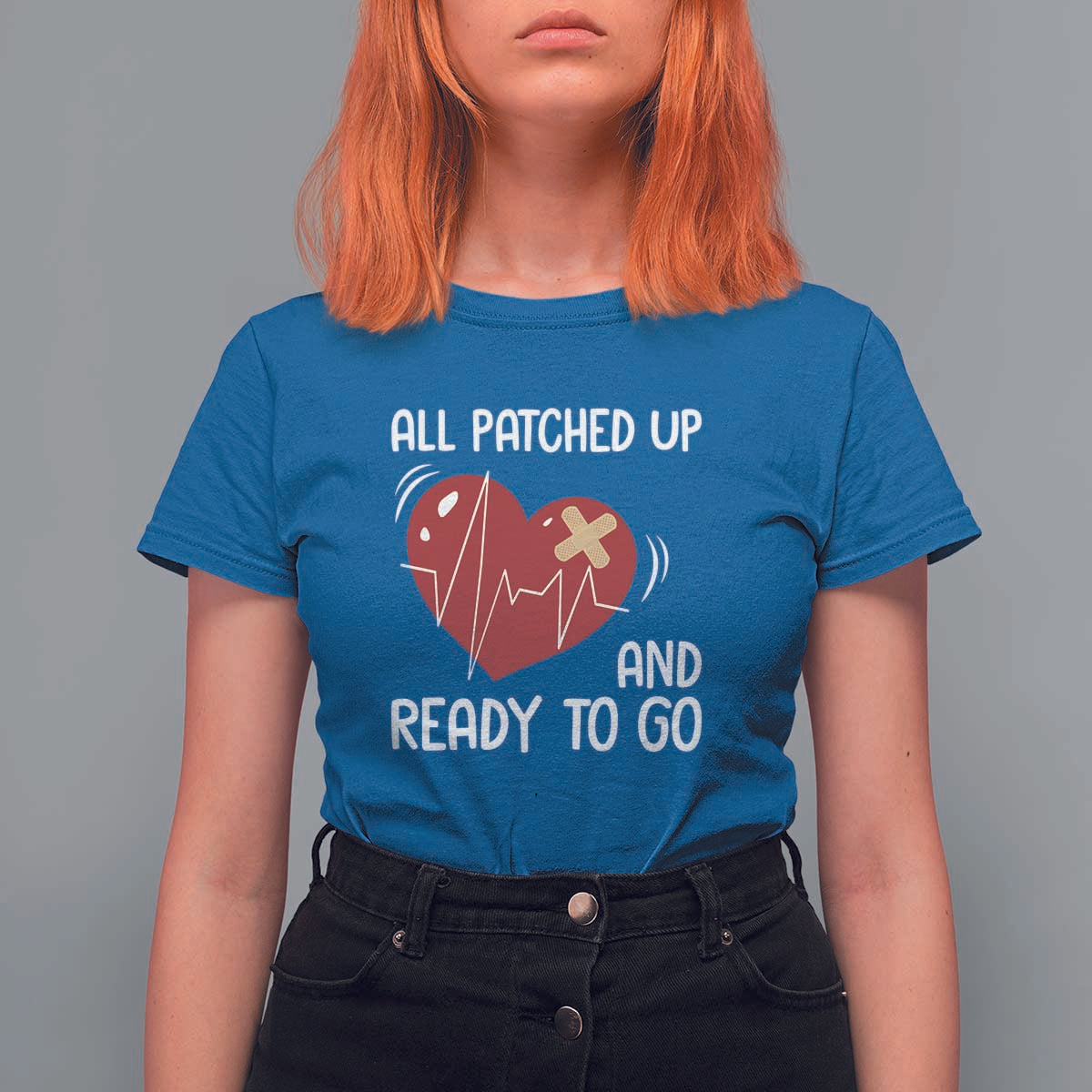 Funny Heart Surgery Recovery Survivor T Shirt For Women All Patched Up And Ready To Go