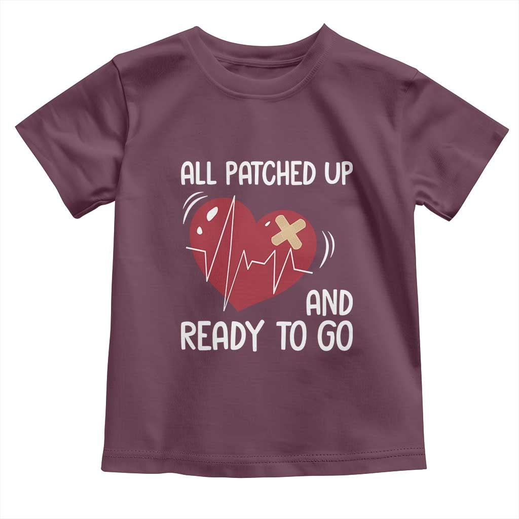 Funny Heart Surgery Recovery Survivor Toddler T Shirt All Patched Up And Ready To Go CHD Awareness