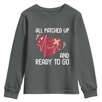 Funny Heart Surgery Recovery Survivor Youth Sweatshirt All Patched Up And Ready To Go CHD Awareness