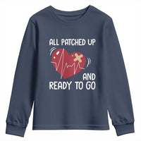 Funny Heart Surgery Recovery Survivor Youth Sweatshirt All Patched Up And Ready To Go CHD Awareness