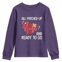 Funny Heart Surgery Recovery Survivor Youth Sweatshirt All Patched Up And Ready To Go CHD Awareness