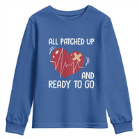 Funny Heart Surgery Recovery Survivor Youth Sweatshirt All Patched Up And Ready To Go CHD Awareness