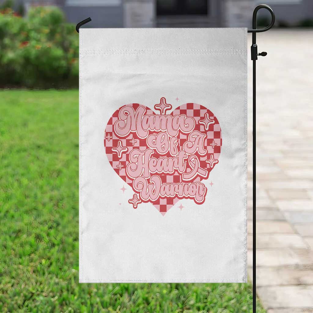 Mama Of A Heart Warrior Garden Flag CHD Awareness Retro Red Checkered Heart