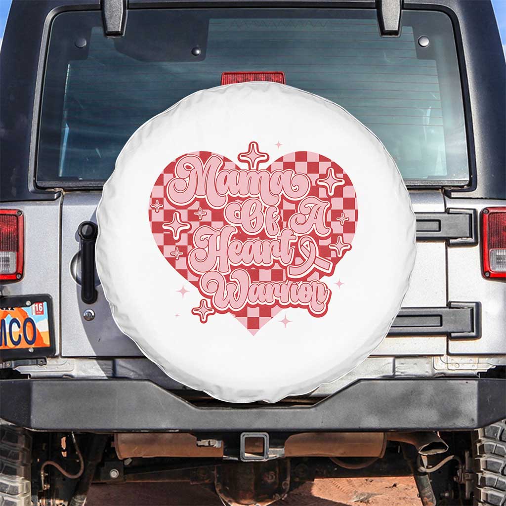 Mama Of A Heart Warrior Spare Tire Cover CHD Awareness Retro Red Checkered Heart
