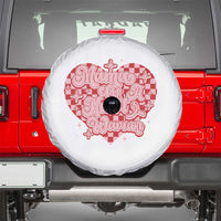 Mama Of A Heart Warrior Spare Tire Cover CHD Awareness Retro Red Checkered Heart