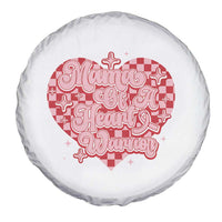 Mama Of A Heart Warrior Spare Tire Cover CHD Awareness Retro Red Checkered Heart
