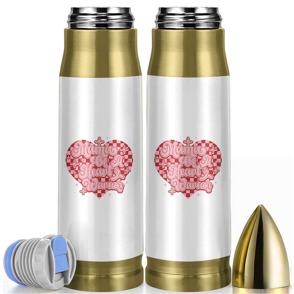 Mama Of A Heart Warrior Bullet Tumbler CHD Awareness Retro Red Checkered Heart