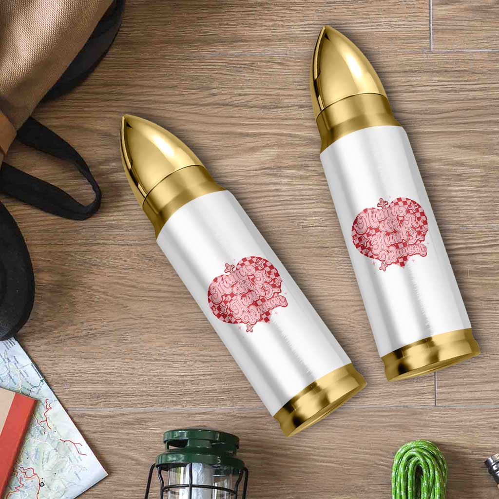 Mama Of A Heart Warrior Bullet Tumbler CHD Awareness Retro Red Checkered Heart