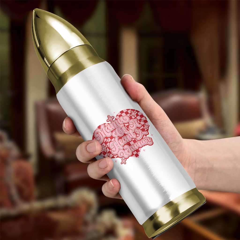 Mama Of A Heart Warrior Bullet Tumbler CHD Awareness Retro Red Checkered Heart