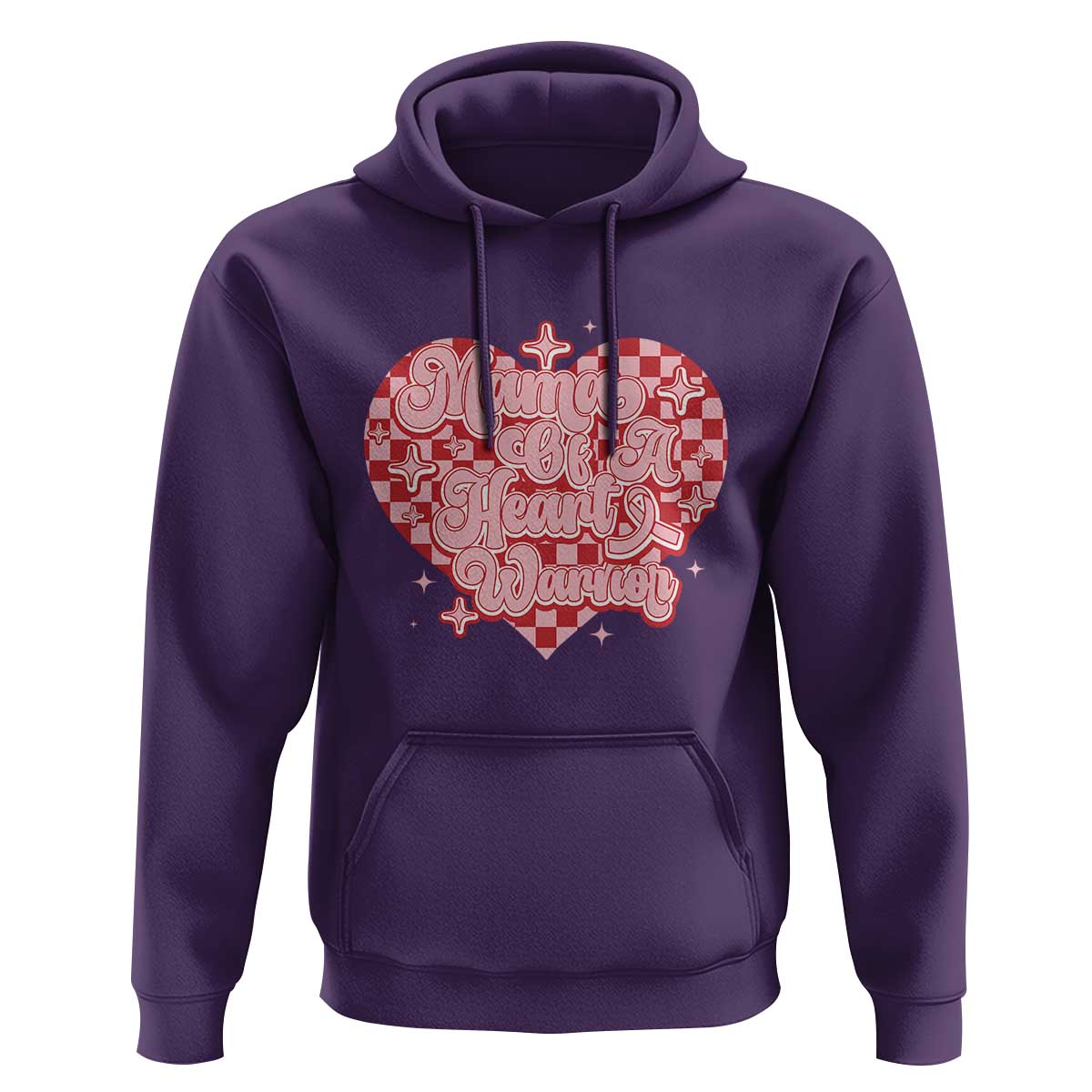 Mama Of A Heart Warrior Hoodie CHD Awareness Retro Red Checkered Heart