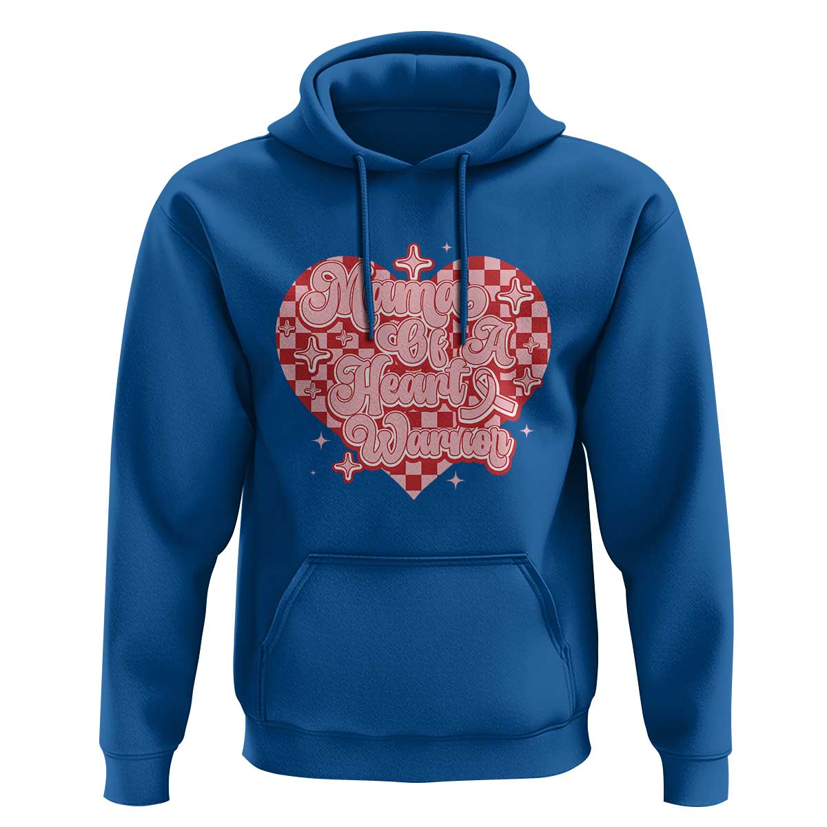 Mama Of A Heart Warrior Hoodie CHD Awareness Retro Red Checkered Heart
