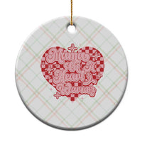 Mama Of A Heart Warrior Ceramic Ornament CHD Awareness Retro Red Checkered Heart